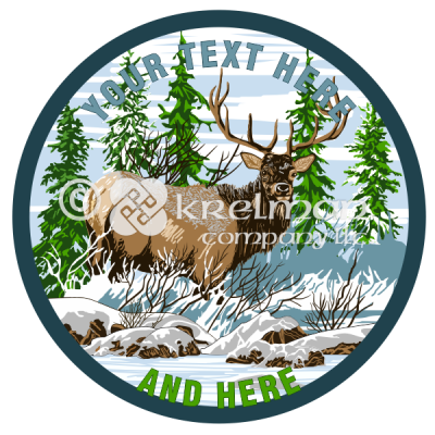 k1112-Deer-By-Snowy-Pine-Trees